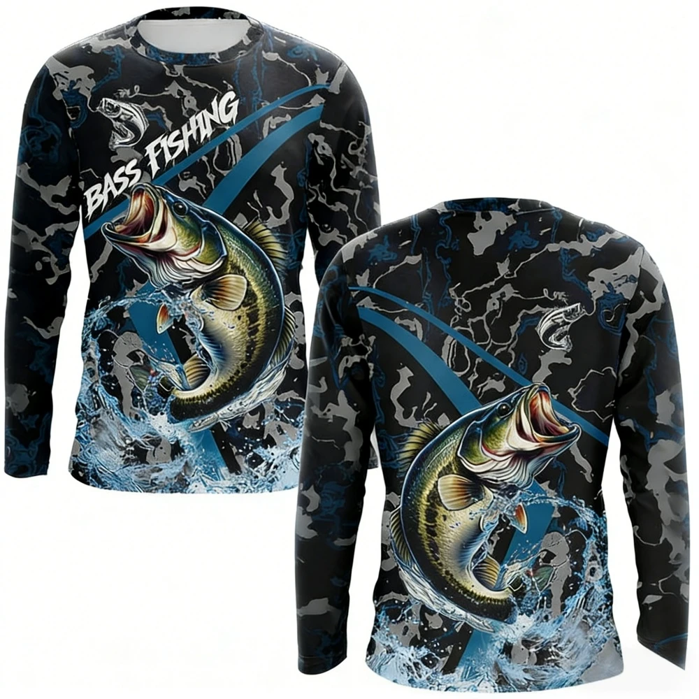 Outdoor Hunting Prints - Maglia da pesca da uomo, a